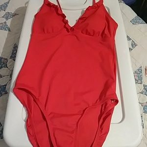 Jantzen red one piece swim suit